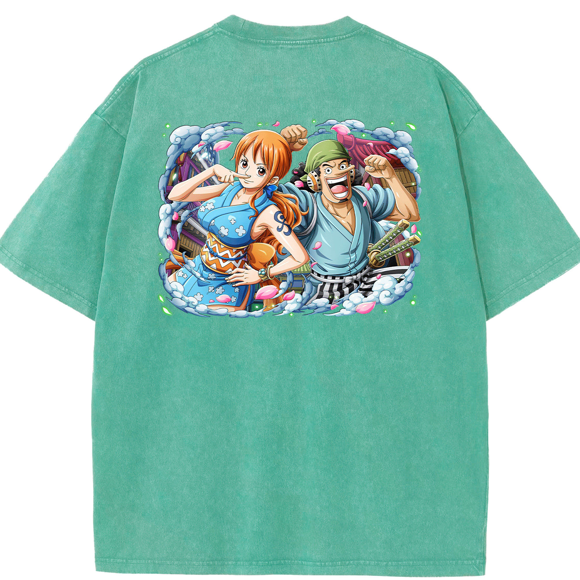 ワンピース ナミ ONE PIECE Nami 綿100% ヴィンテージ風 半袖Tシャツ（背面プリント）